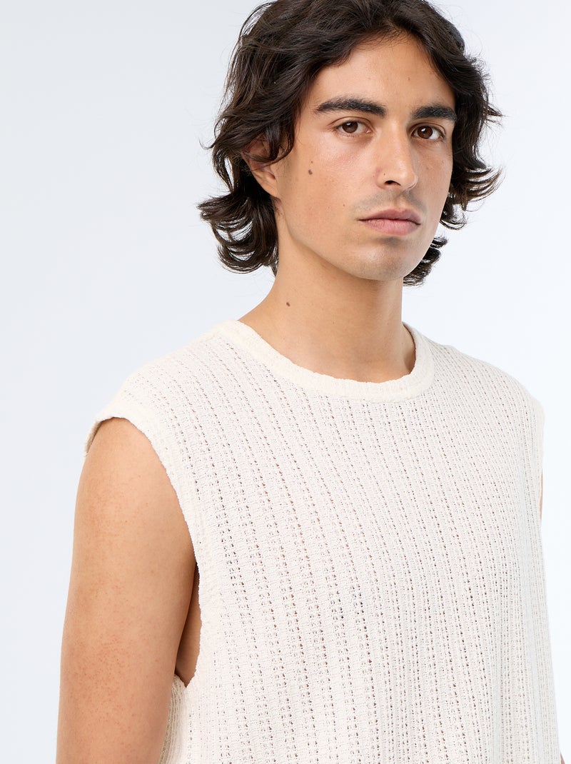 Débardeur homme en coton à col rond Blanc - Kiabi