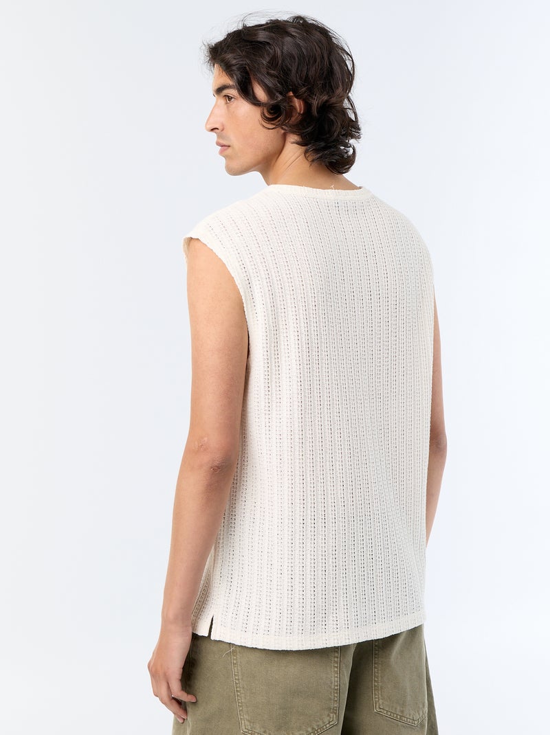 Débardeur homme en coton à col rond Blanc - Kiabi