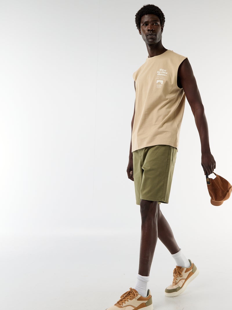 Débardeur imprimé devant Beige - Kiabi