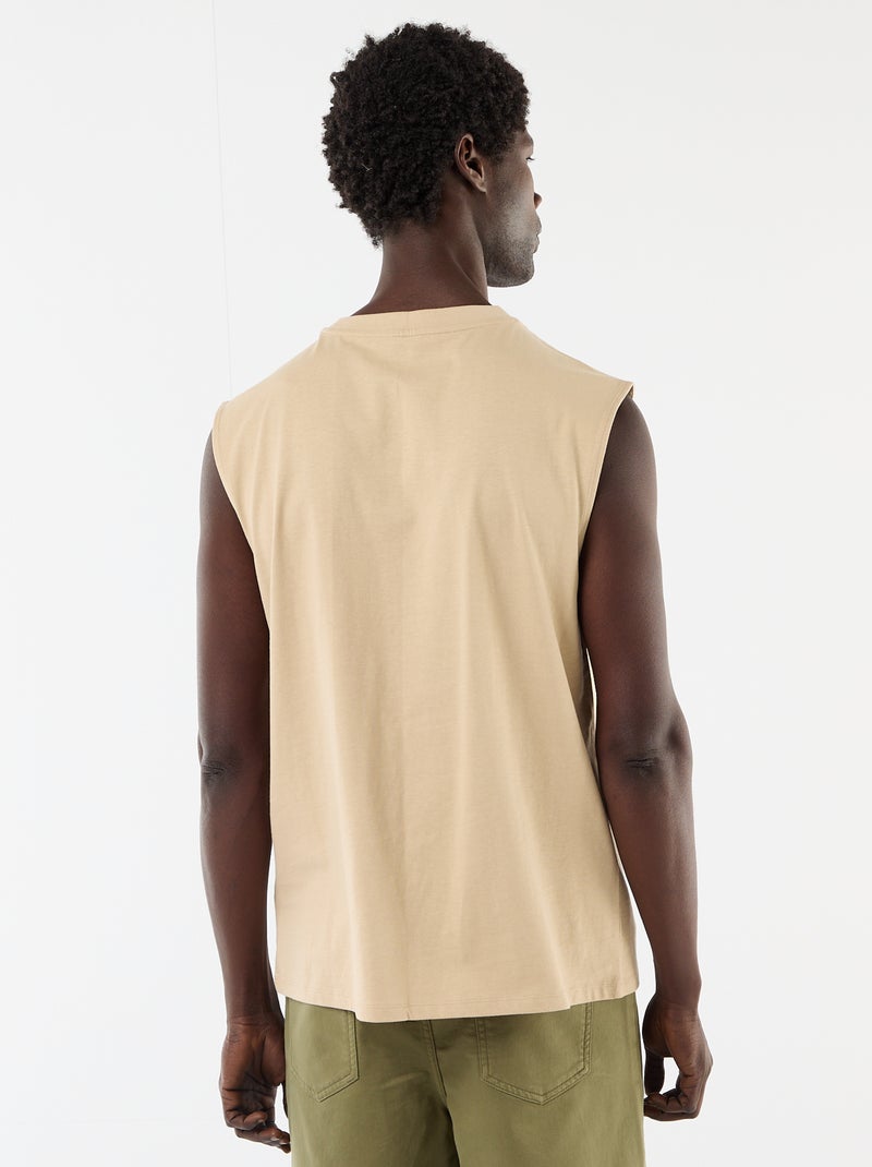 Débardeur imprimé devant Beige - Kiabi