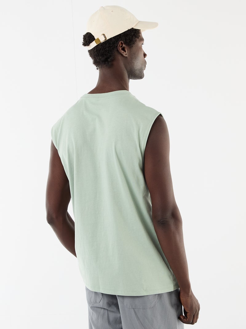 Débardeur imprimé devant Vert - Kiabi