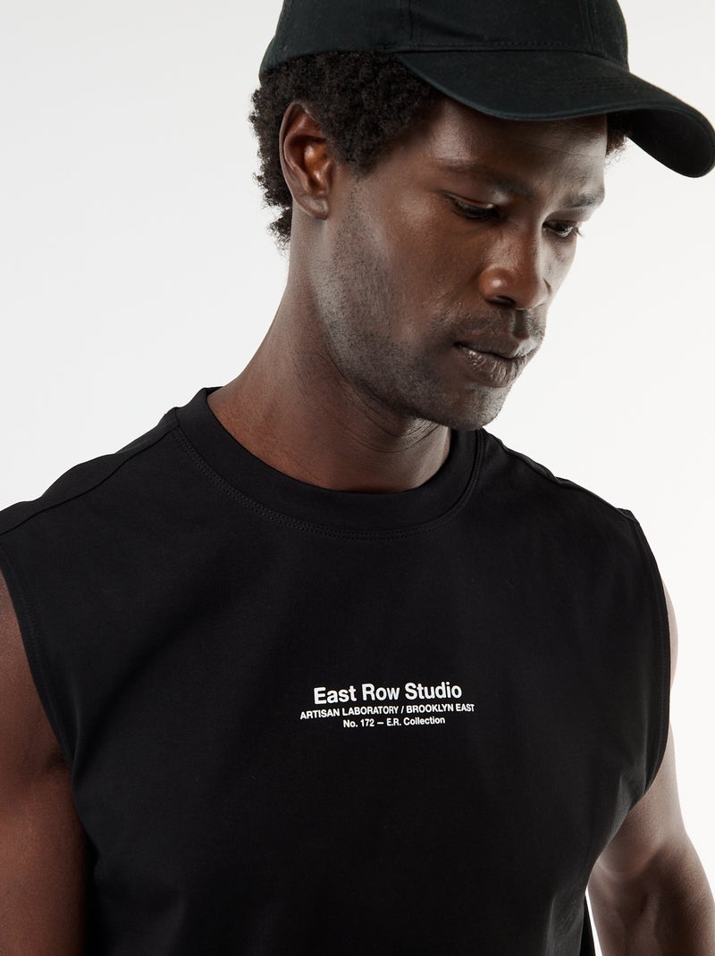 Débardeur imprimé recto/verso Noir - Kiabi