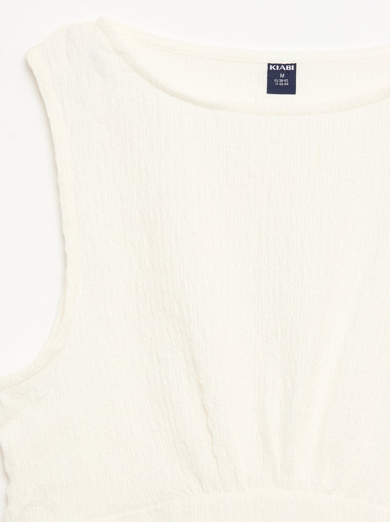 Débardeur moulant en matière crêpée Beige - Kiabi