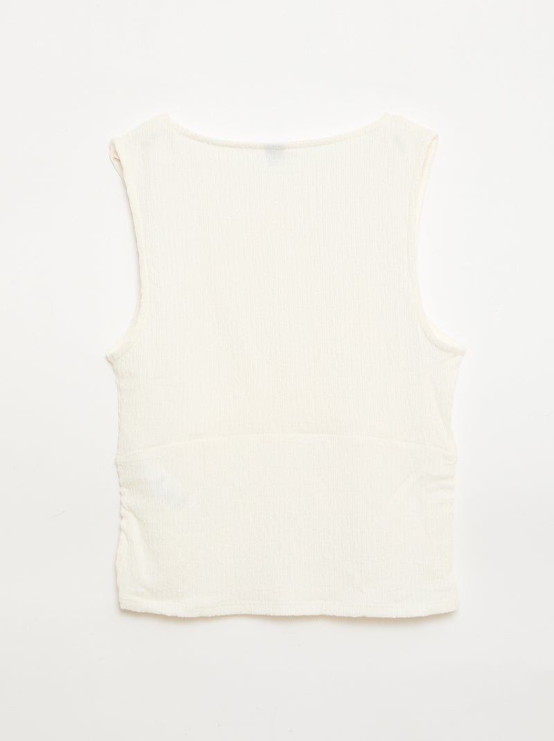 Débardeur moulant en matière crêpée Beige - Kiabi