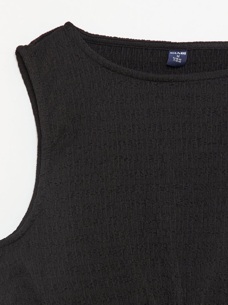 Débardeur moulant en matière crêpée Noir - Kiabi