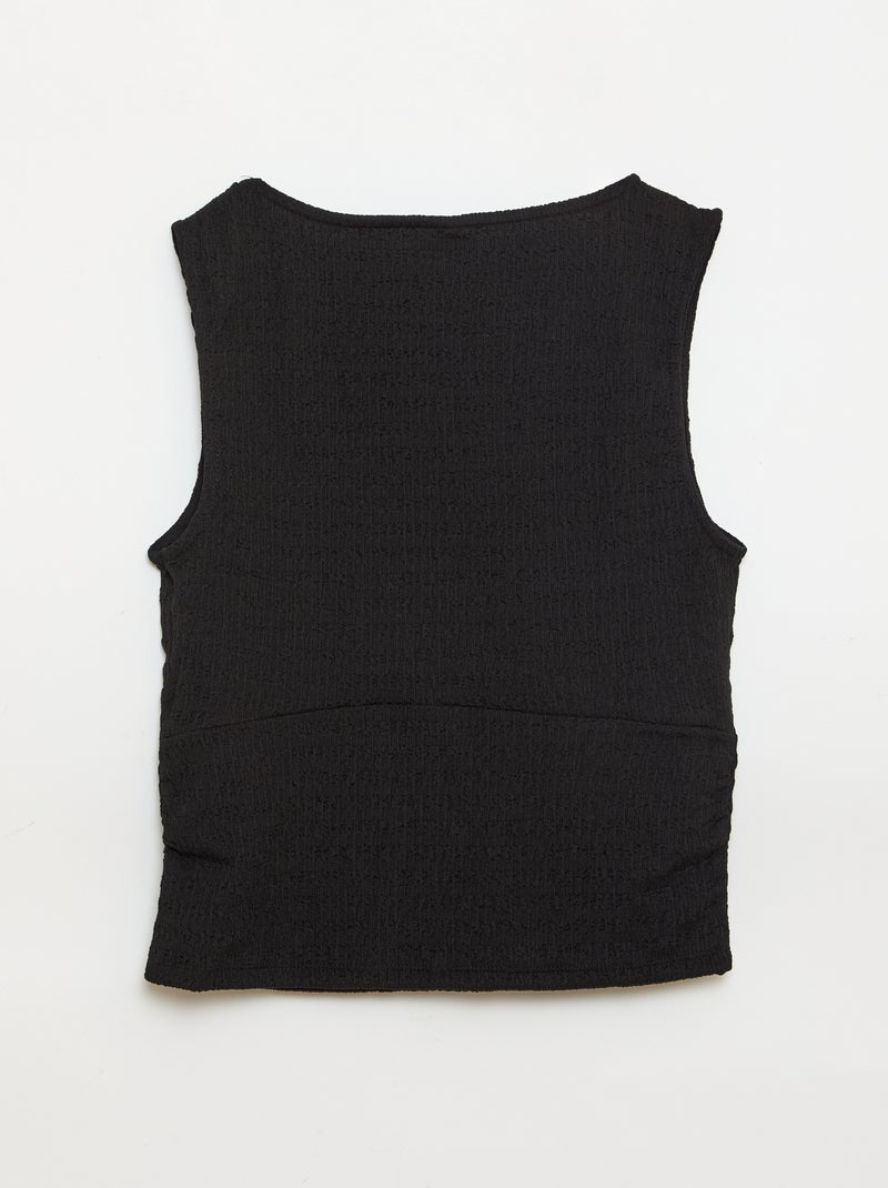 Débardeur moulant en matière crêpée Noir - Kiabi