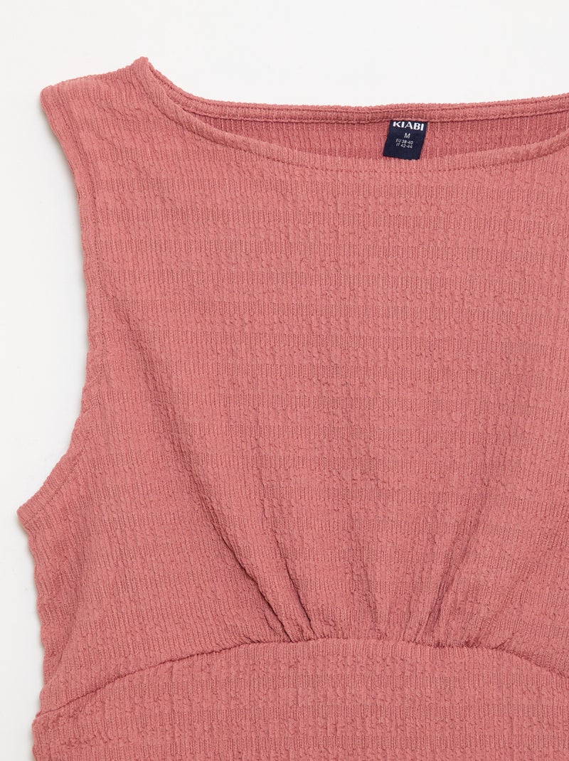 Débardeur moulant en matière crêpée Rose - Kiabi