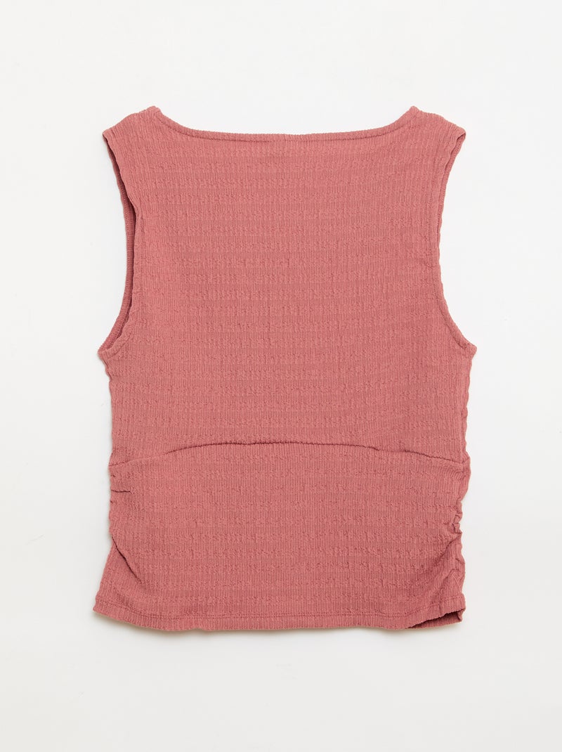 Débardeur moulant en matière crêpée Rose - Kiabi
