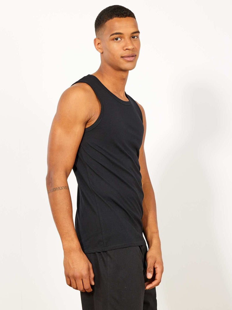 Débardeur nuit en jersey uni Noir - Kiabi