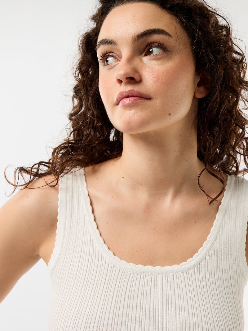 Débardeur sans manches côtelé Blanc - Kiabi