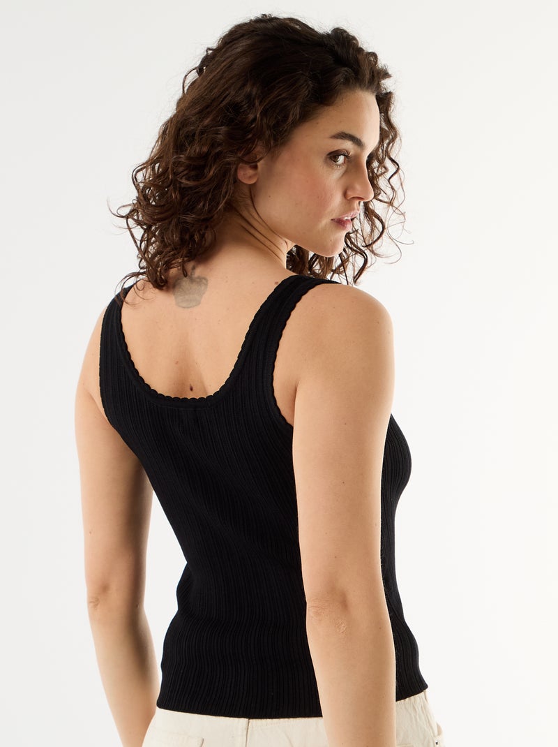 Débardeur sans manches côtelé Noir - Kiabi