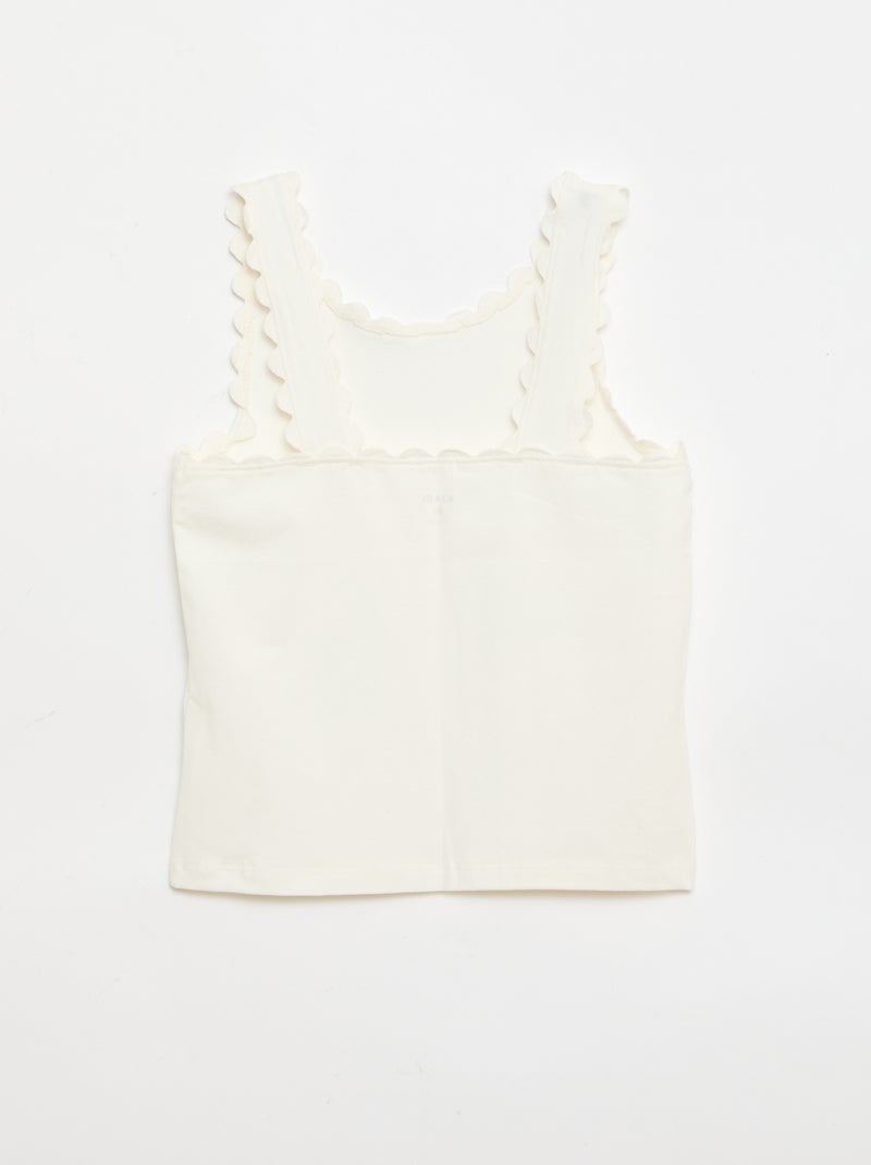 Débardeur uni avec bords ondulés Blanc - Kiabi