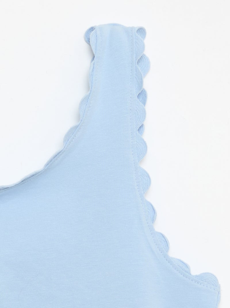 Débardeur uni avec bords ondulés Bleu - Kiabi