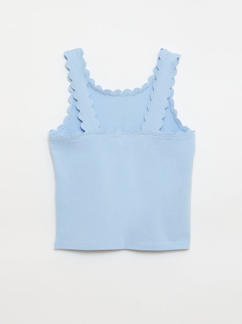 Débardeur uni avec bords ondulés Bleu - Kiabi