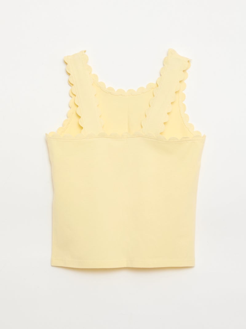 Débardeur uni avec bords ondulés Jaune - Kiabi