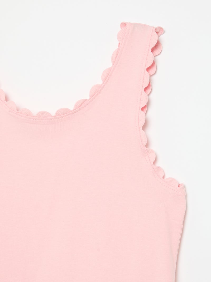 Débardeur uni avec bords ondulés Rose - Kiabi