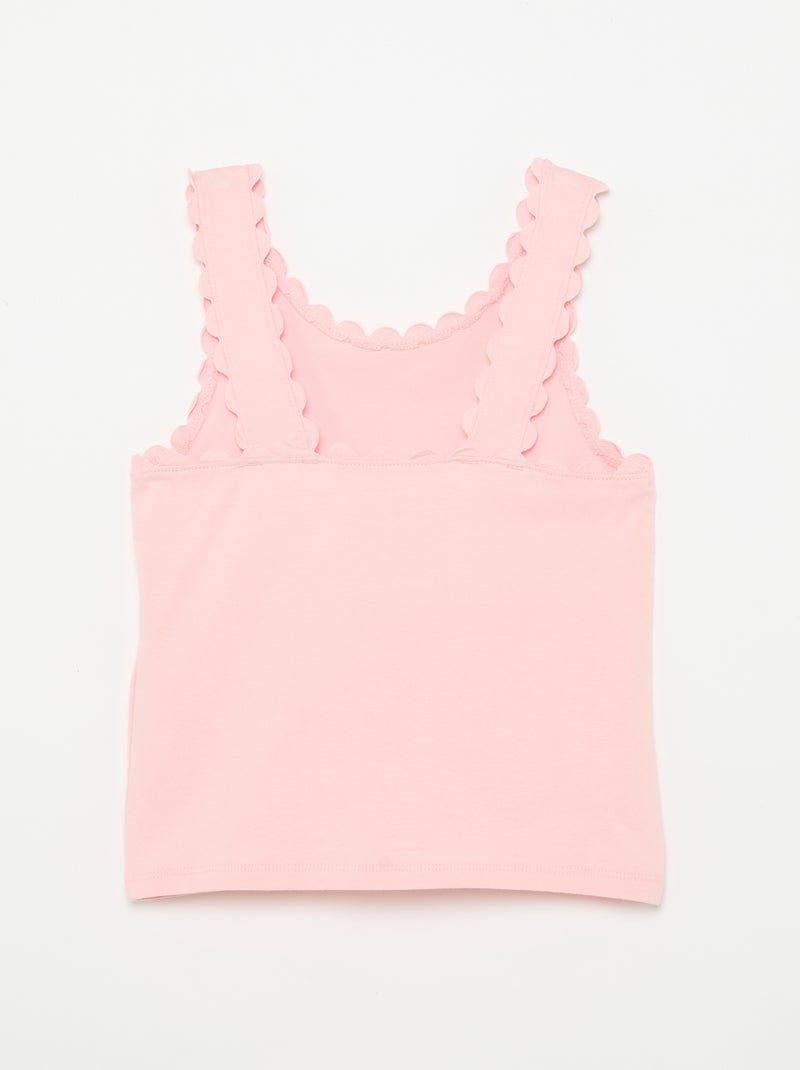 Débardeur uni avec bords ondulés Rose - Kiabi