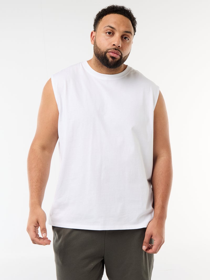 Débardeur uni en coton Blanc - Kiabi