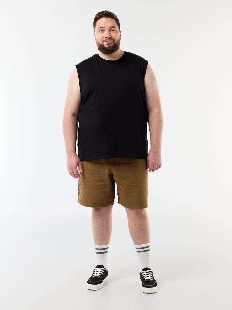 Débardeur uni en coton Noir - Kiabi