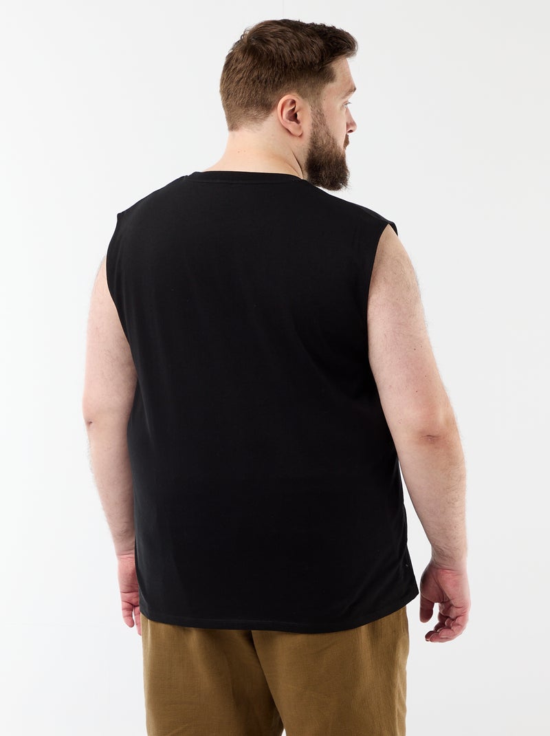 Débardeur uni en coton Noir - Kiabi