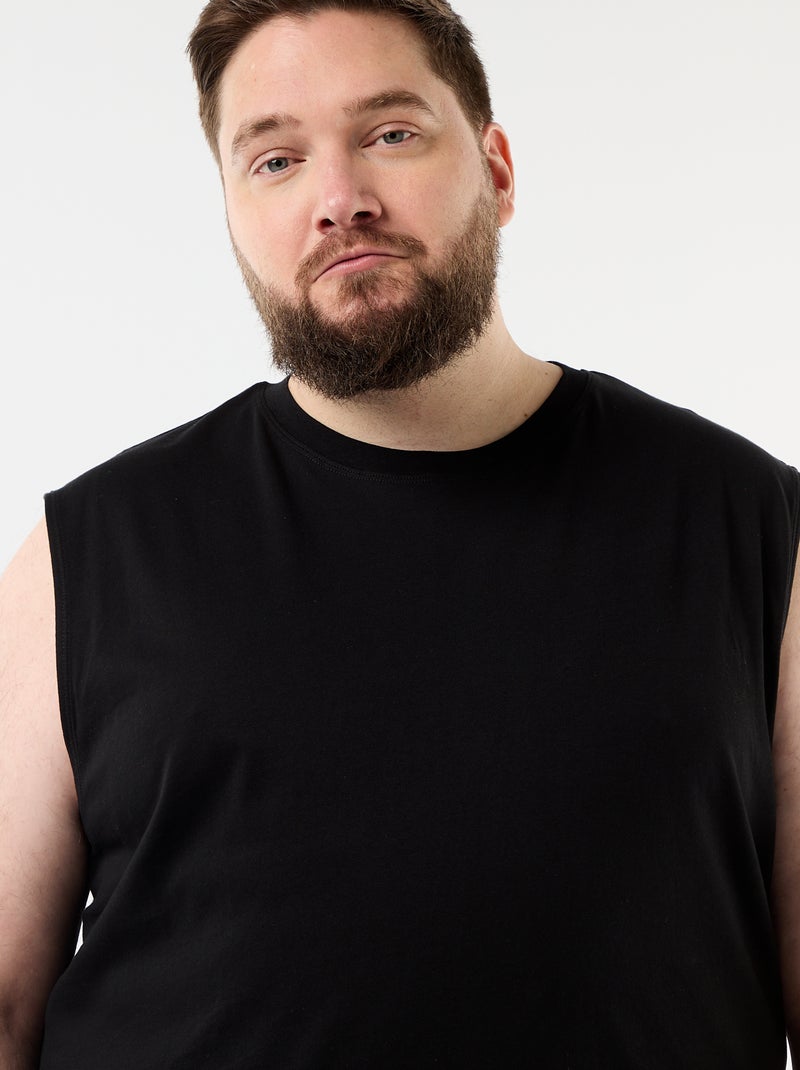 Débardeur uni en coton Noir - Kiabi