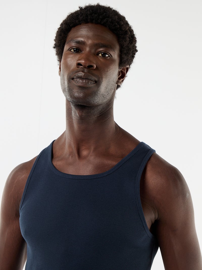 Débardeur uni en maille côtelée Bleu - Kiabi