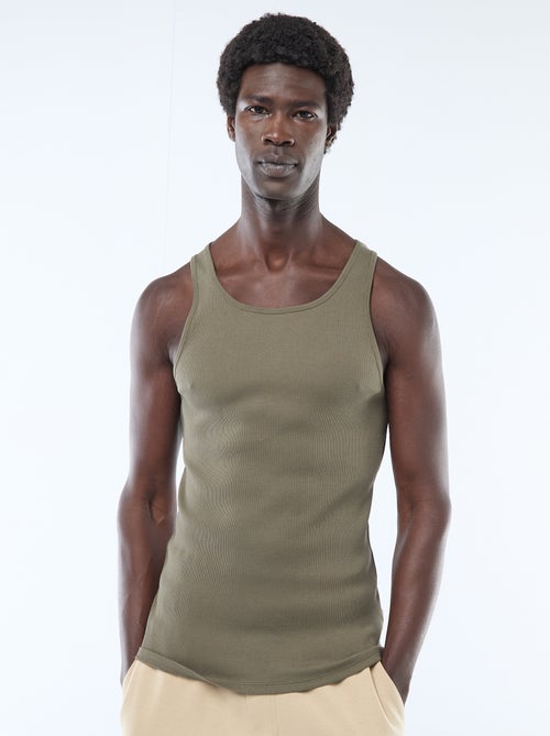 Débardeur uni en maille côtelée - Kiabi