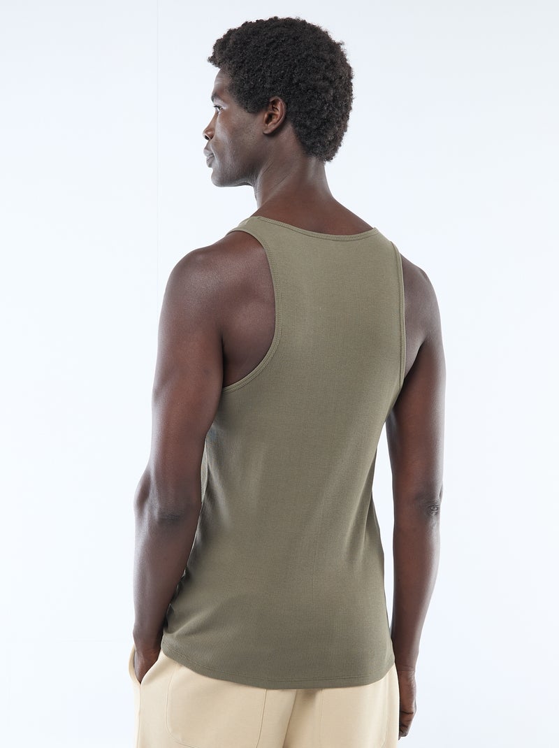 Débardeur uni en maille côtelée Kaki - Kiabi