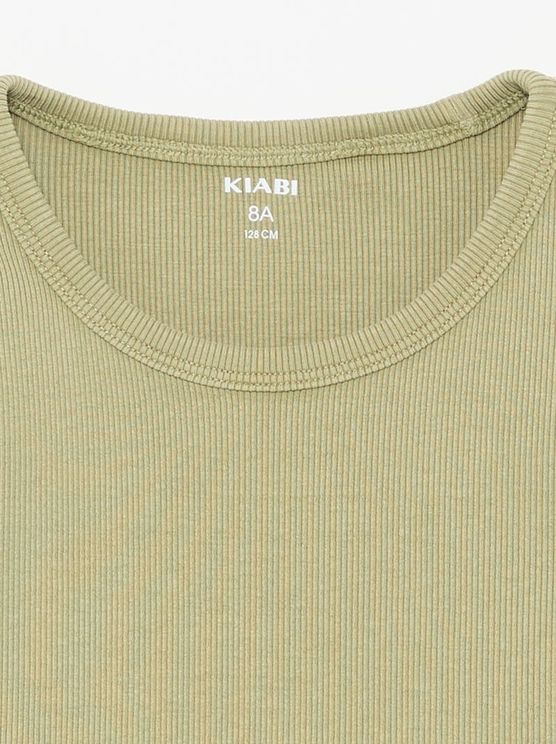 Débardeur uni en maille côtelée Kaki - Kiabi