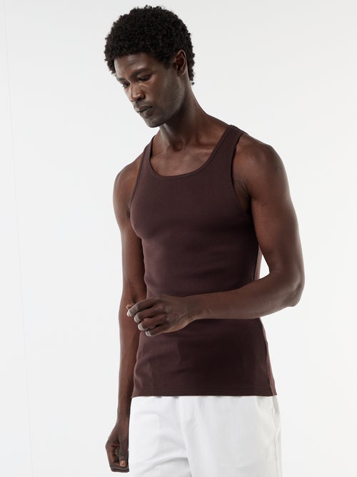 Débardeur uni en maille côtelée - Kiabi