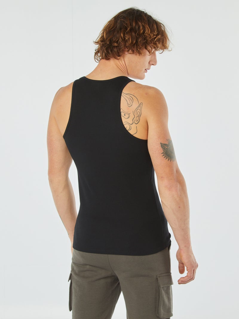 Débardeur uni en maille côtelée Noir - Kiabi