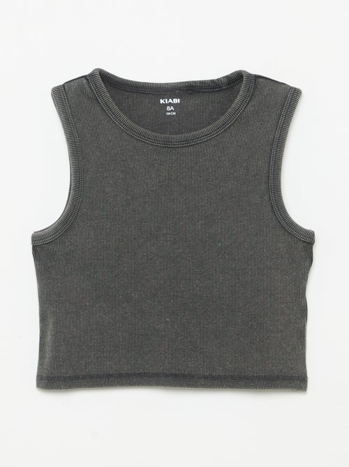 Débardeur uni en maille côtelée - Kiabi