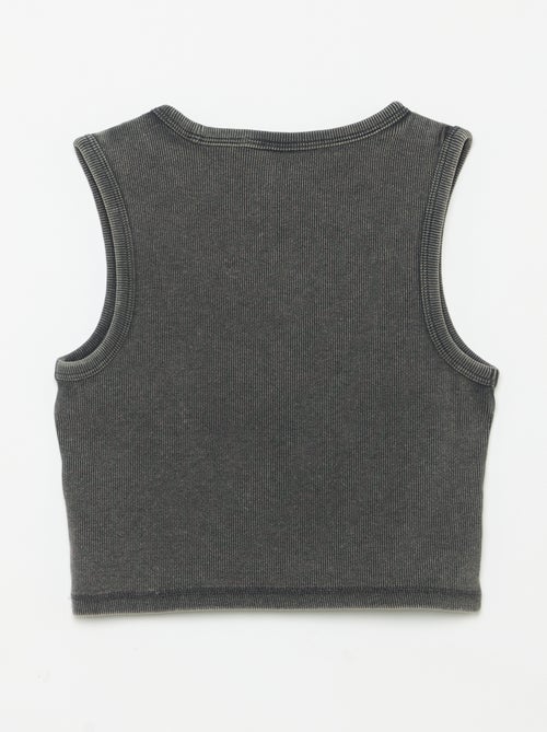 Débardeur uni en maille côtelée - Kiabi