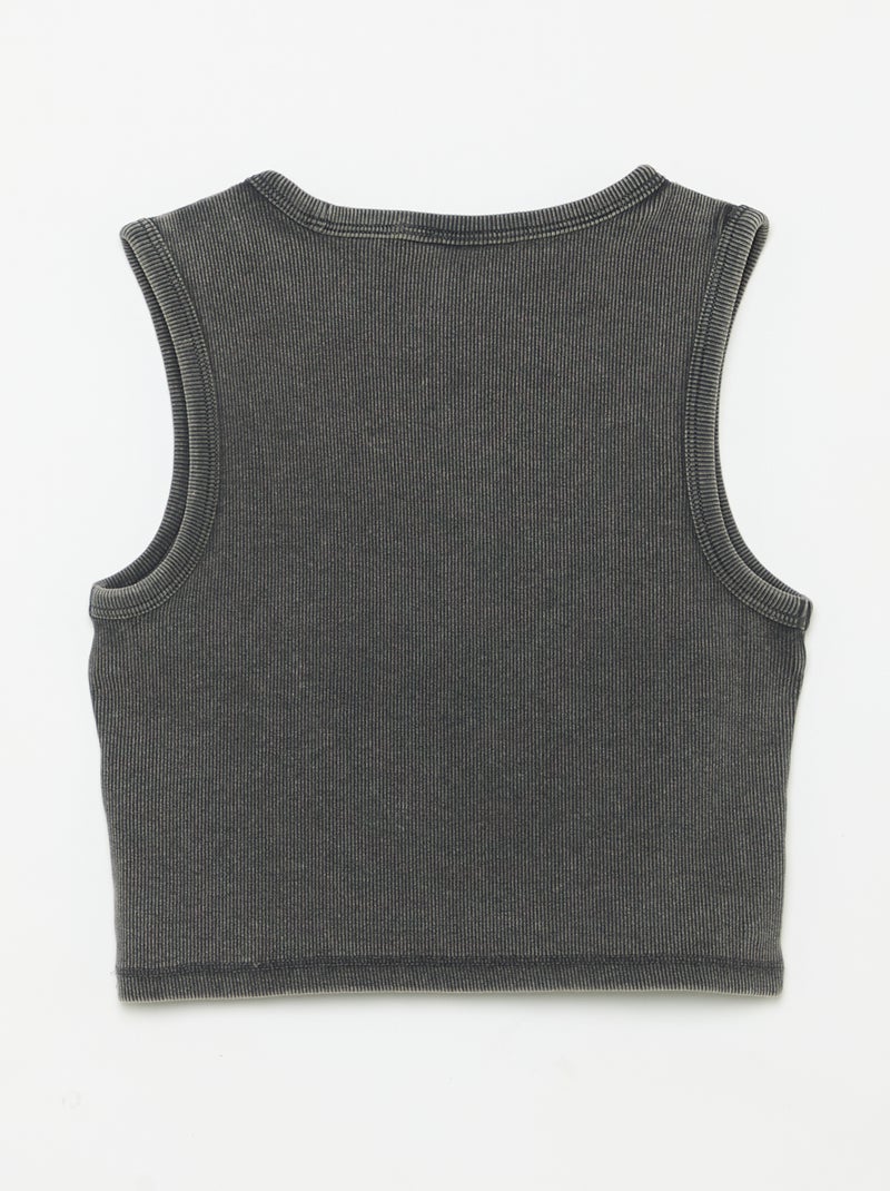 Débardeur uni en maille côtelée Noir - Kiabi