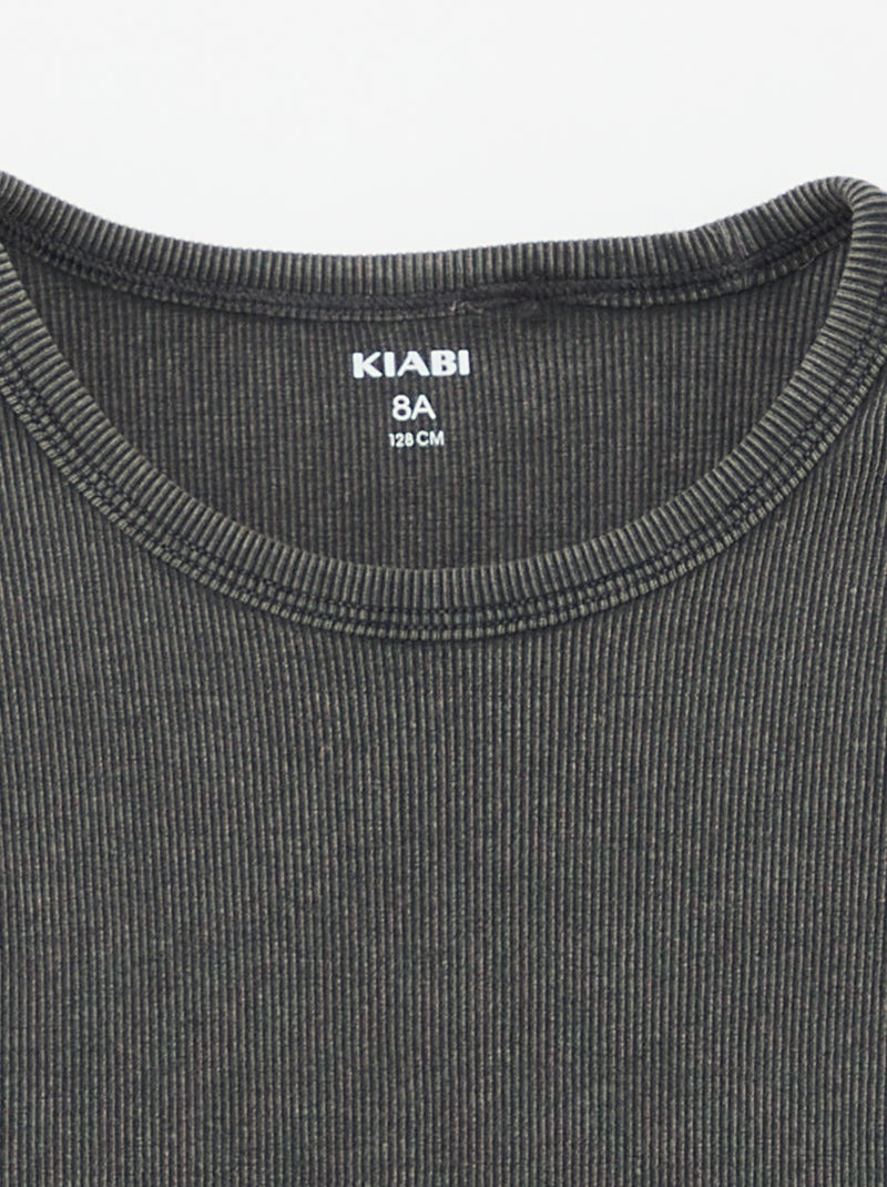 Débardeur uni en maille côtelée Noir - Kiabi