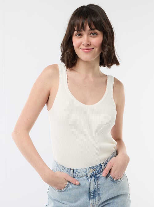 Débardeur uni en matière côtelée - Kiabi