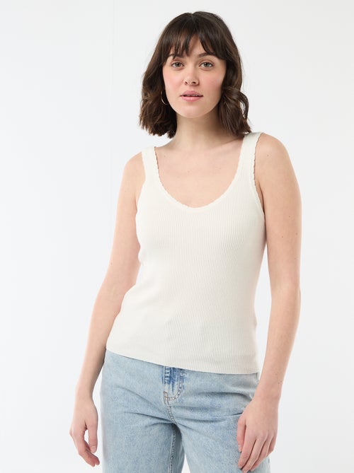 Débardeur uni en matière côtelée - Kiabi