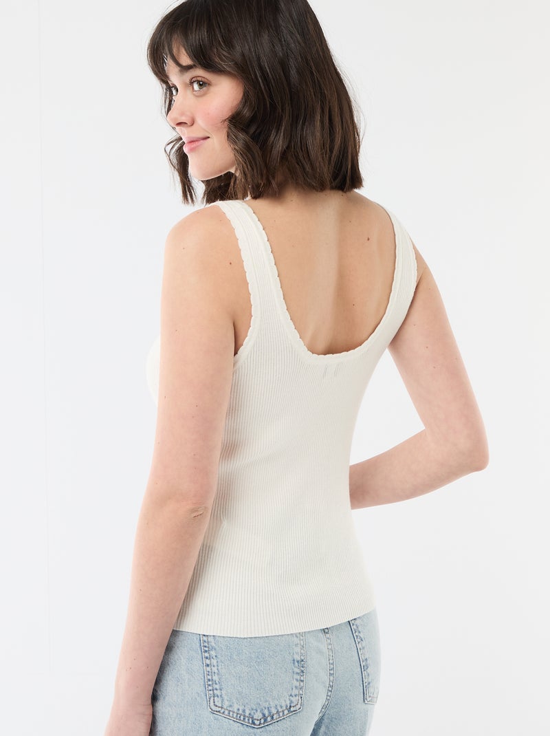 Débardeur uni en matière côtelée Blanc - Kiabi