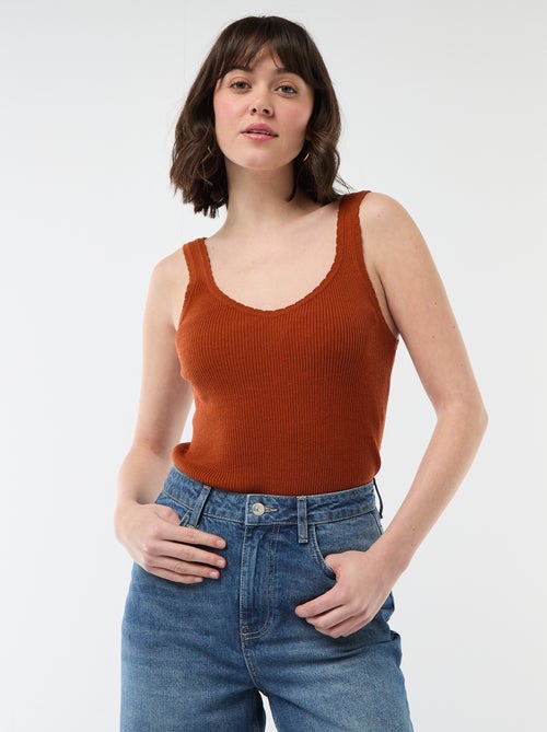 Débardeur uni en matière côtelée - Kiabi