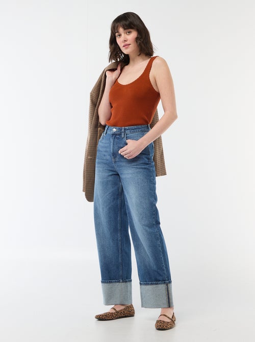 Débardeur uni en matière côtelée - Kiabi