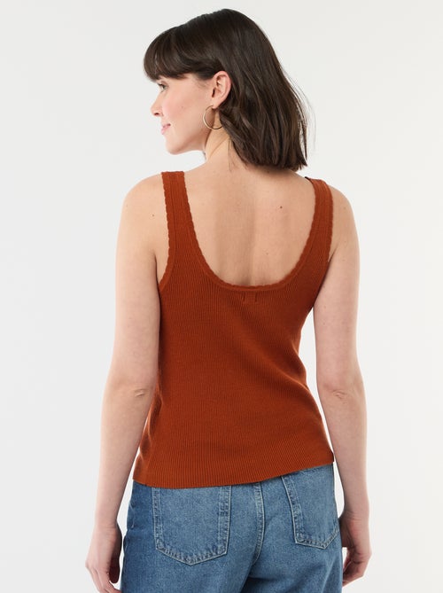 Débardeur uni en matière côtelée - Kiabi