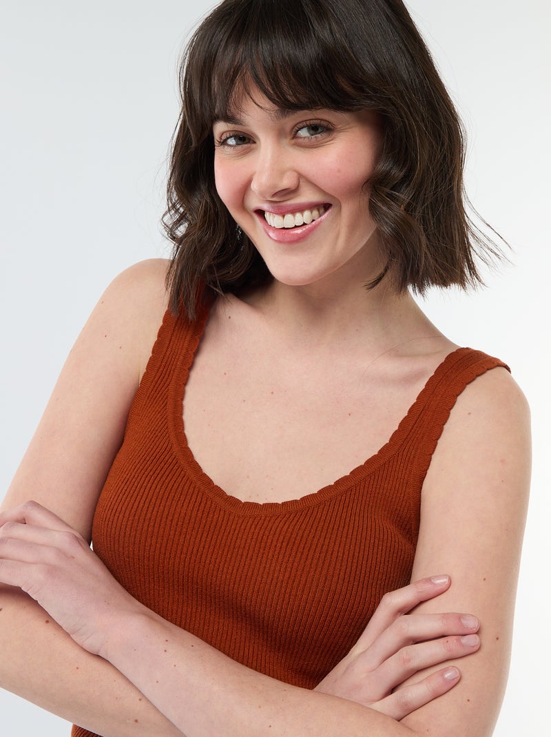 Débardeur uni en matière côtelée Rouge - Kiabi