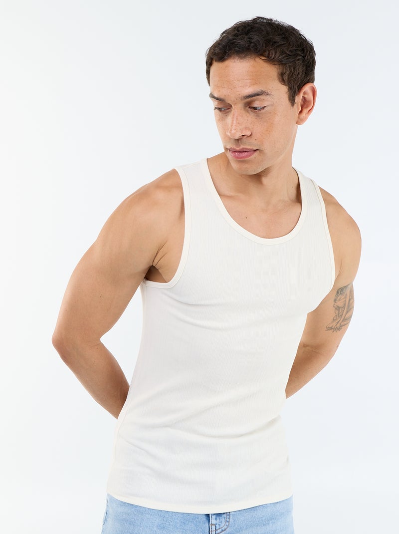 Débardeur uni et côtelé Beige - Kiabi