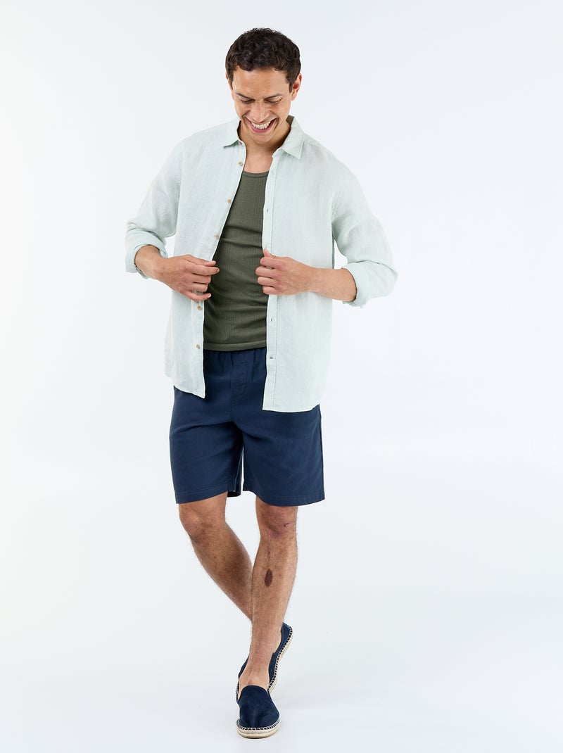 Débardeur uni et côtelé Vert - Kiabi