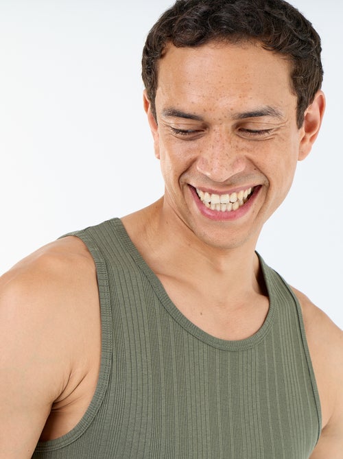 Débardeur uni et côtelé - Kiabi