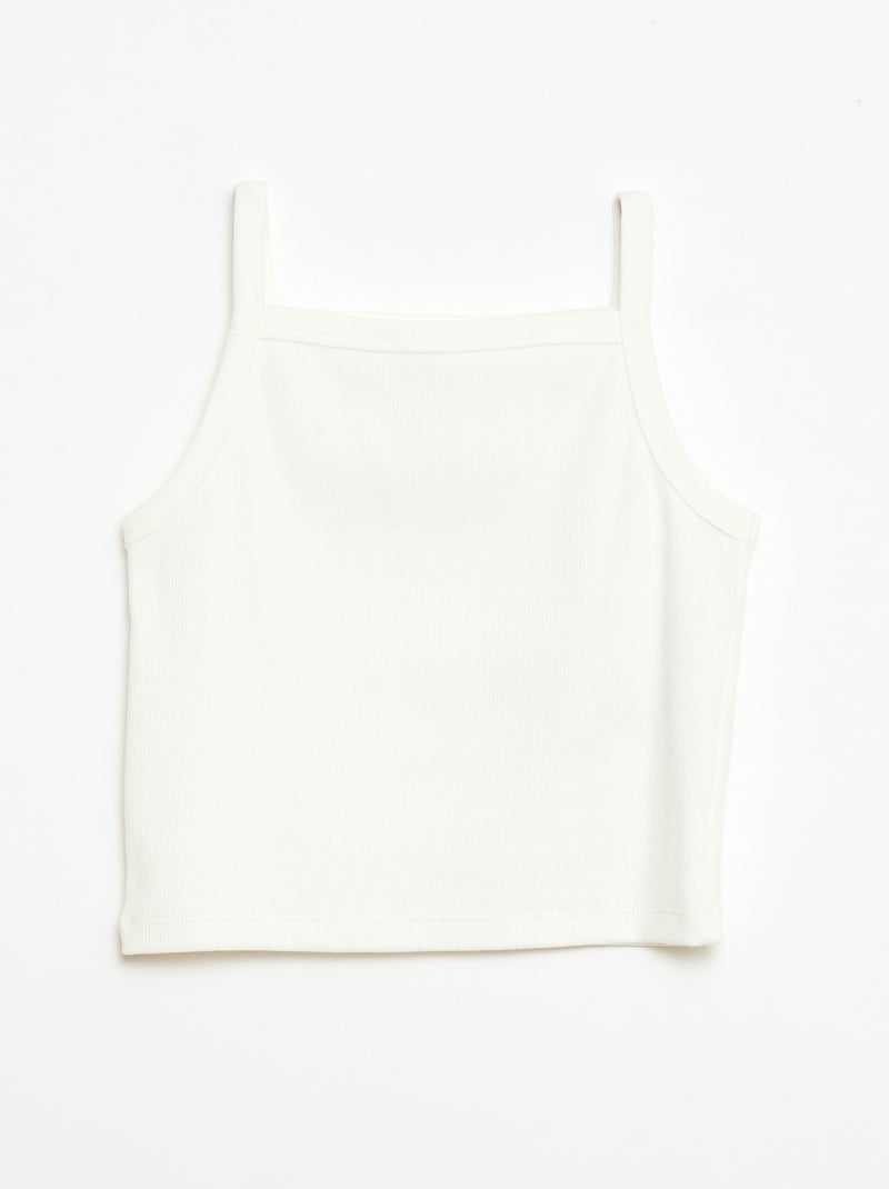 Débardeur uni fines bretelles côtelé Blanc - Kiabi