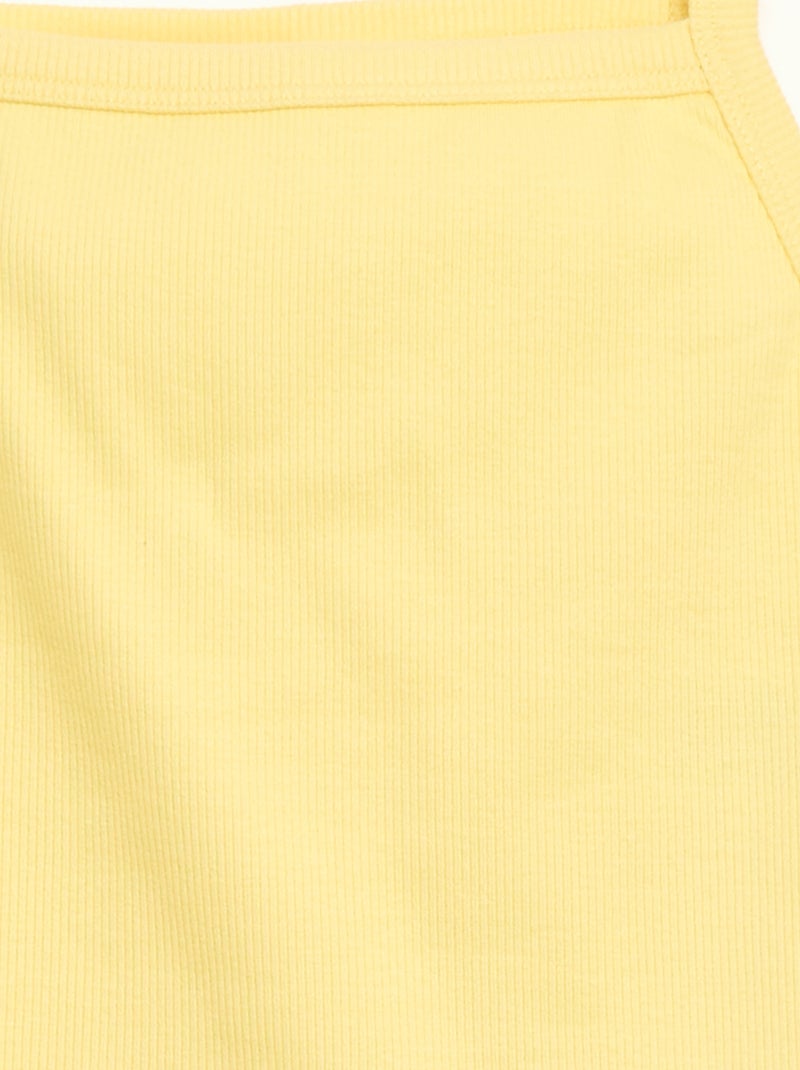 Débardeur uni fines bretelles côtelé Jaune - Kiabi