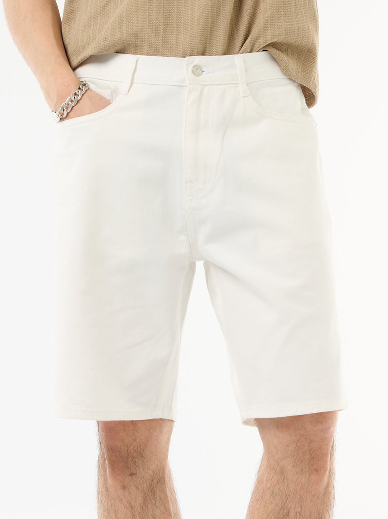 Denim Bermuda Shorts White - Kiabi