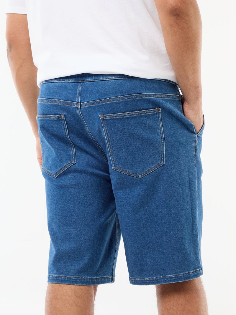 Denim Bermuda shorts with drawstring Blue - Kiabi