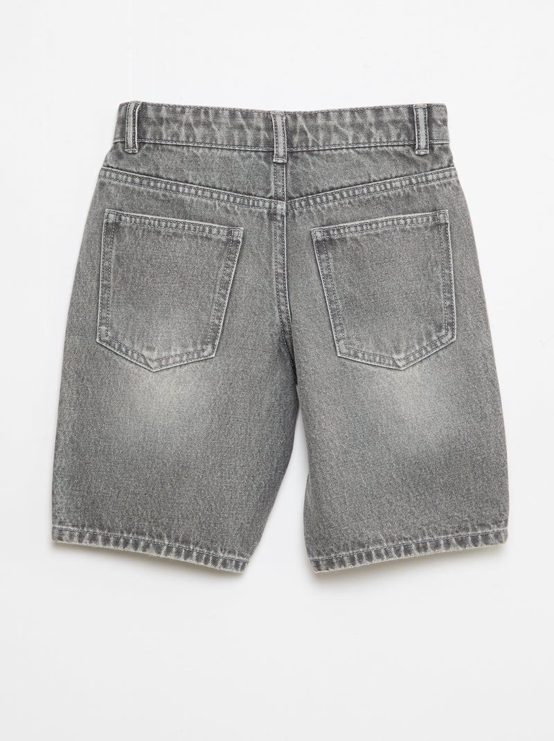 Denim-Bermuda slim fit Stretch aus Baumwolle Grau - Kiabi